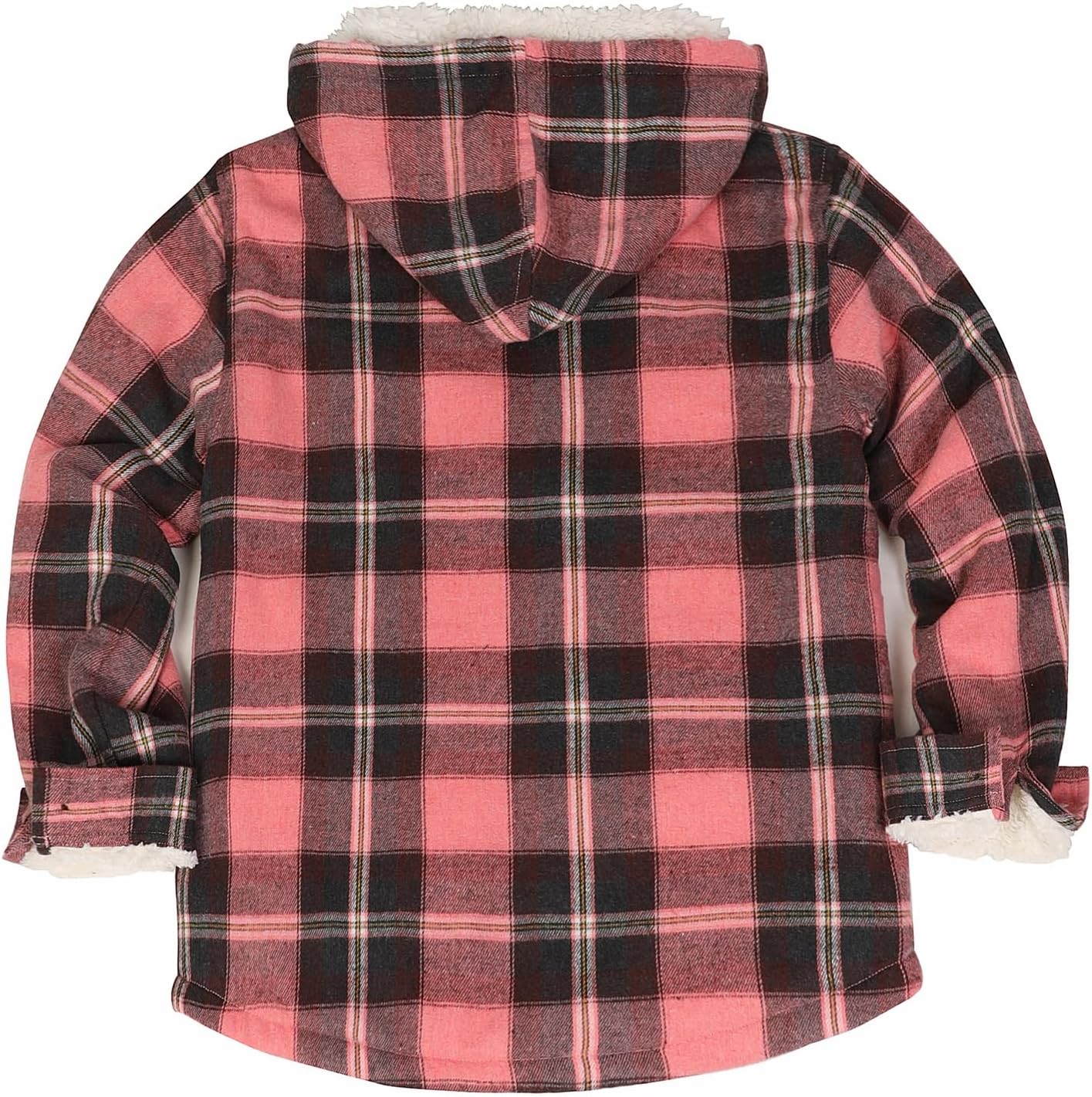 ThCreasa Girls Plaid Flannel Jacket Sherpa Fleece Lined Zip Up Winter Shirts with Hood