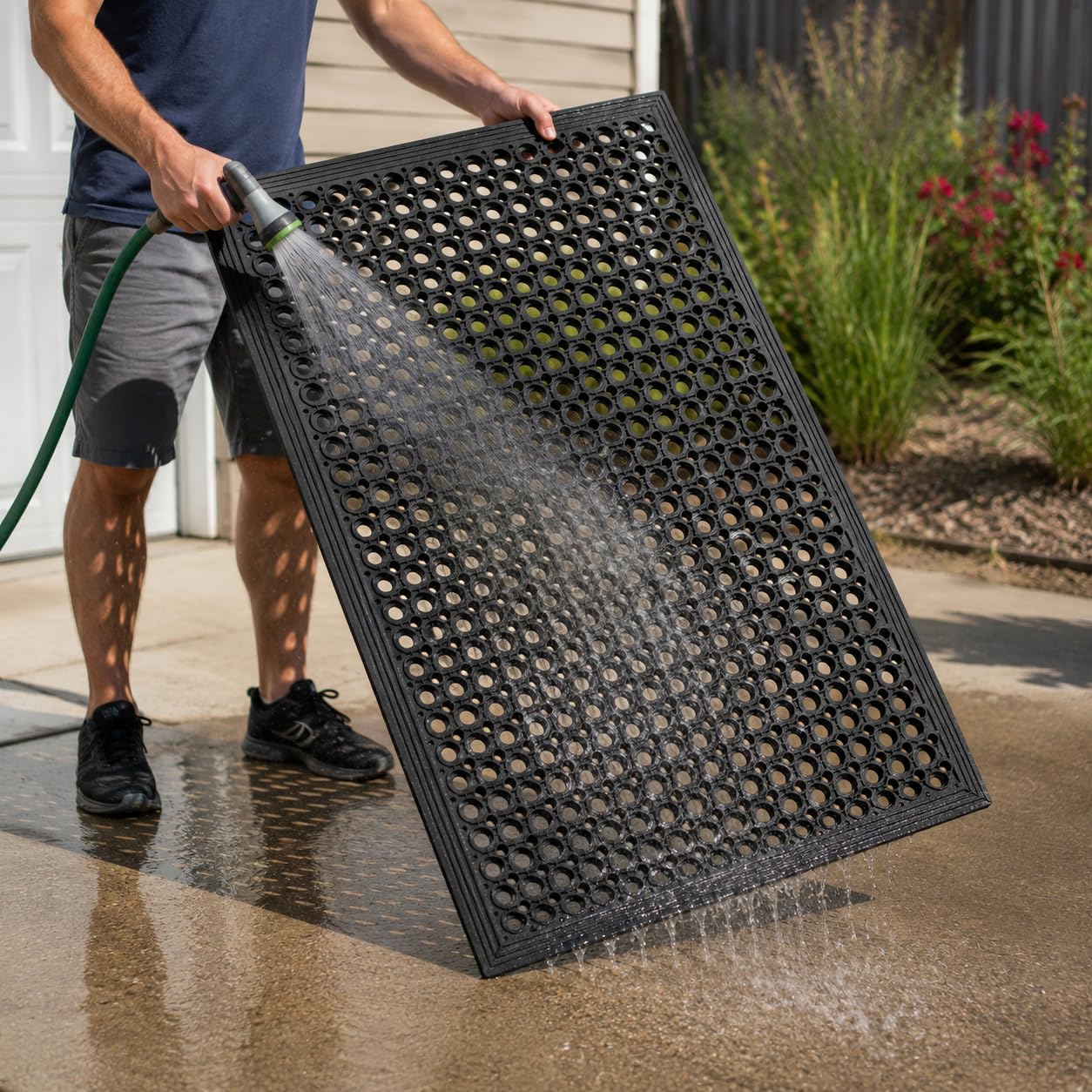 UNIMAT-Anti-Fatigue Outdoor Rubber Drainage with Non-Slip Backing Heavy Duty Mat for Restaurant Industrial Use-3'x 5' Black Mat-Ideal Bar Accessory — Amazon image 4