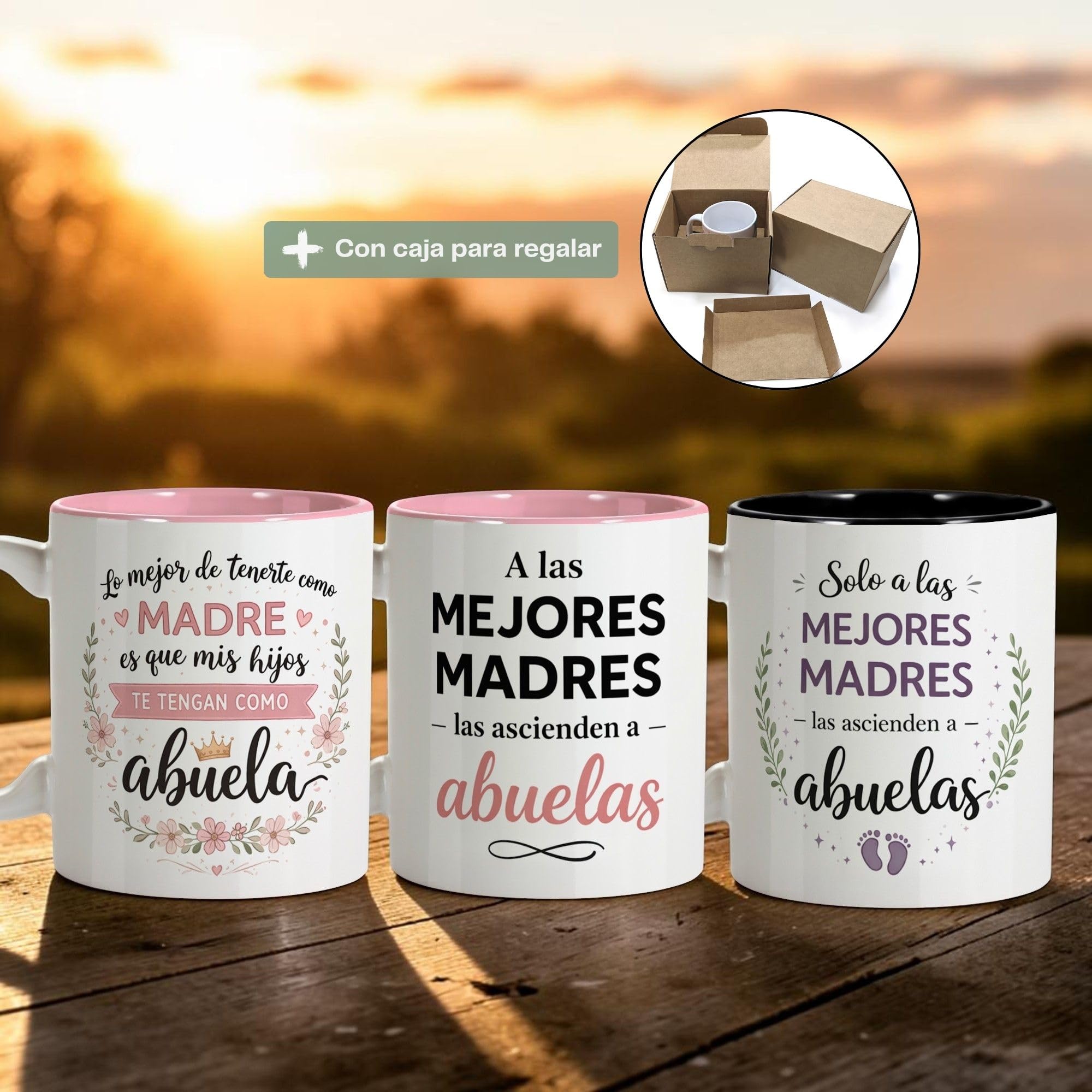 LolaPix Taza Abuela. Regalo Abuelas Dia de la Madre. Regalos para Mama Original. Apta para Lavavajillas. Yaya Regalo. Taza Dia de la Madre Abuela 330ml Color Interior a elegir. Te tengan como Abuela — view 6