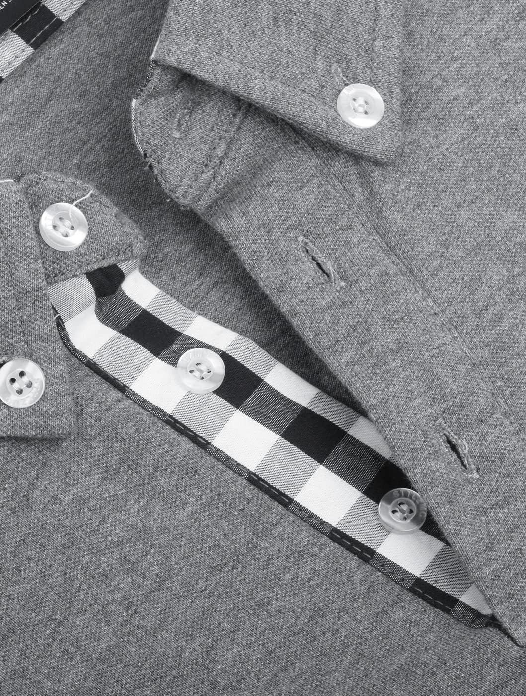 Mens Polo Shirts Long Sleeve Casual Plaid Collar Golf Shirt for Men Slim Fit Cotton Polo T Shirts Top - Image 5