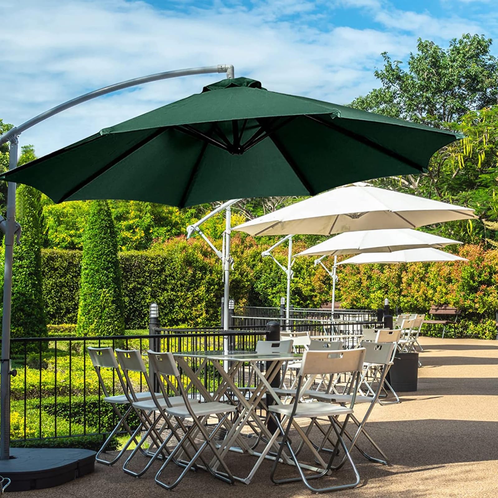 Pokrowiec na parasol ogrodowy, patio, zapasowy pokrowiec na parasol przeciwsłoneczny, zielony, 3 m, 2,7 m, 8 żeber