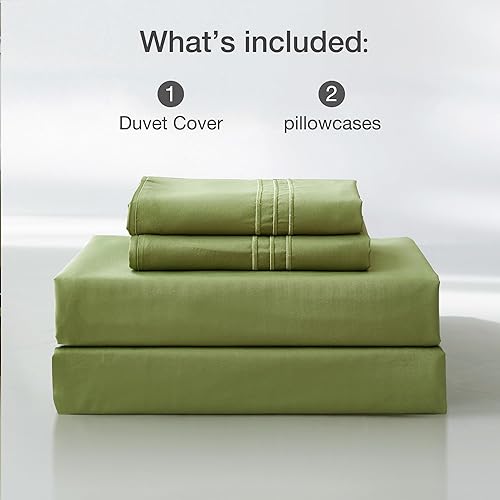 Miniatura 6 de JELLYMONI Funda de edredón verde aguacate tamaño King, juego de funda de edredón de microfibra suave, 3 piezas, 1 funda de edredón de 104 x 90