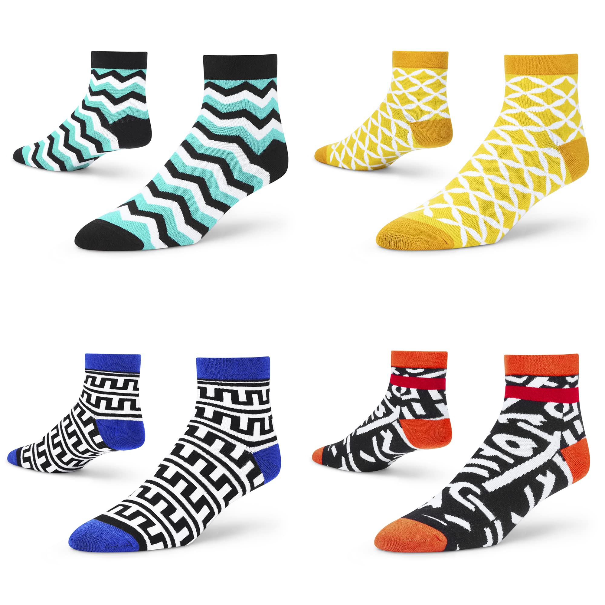 DYNAMOCKS Men's and Women's Combed Cotton Ankle Length Socks (Pack of 4) (Multicolour, Free Size)