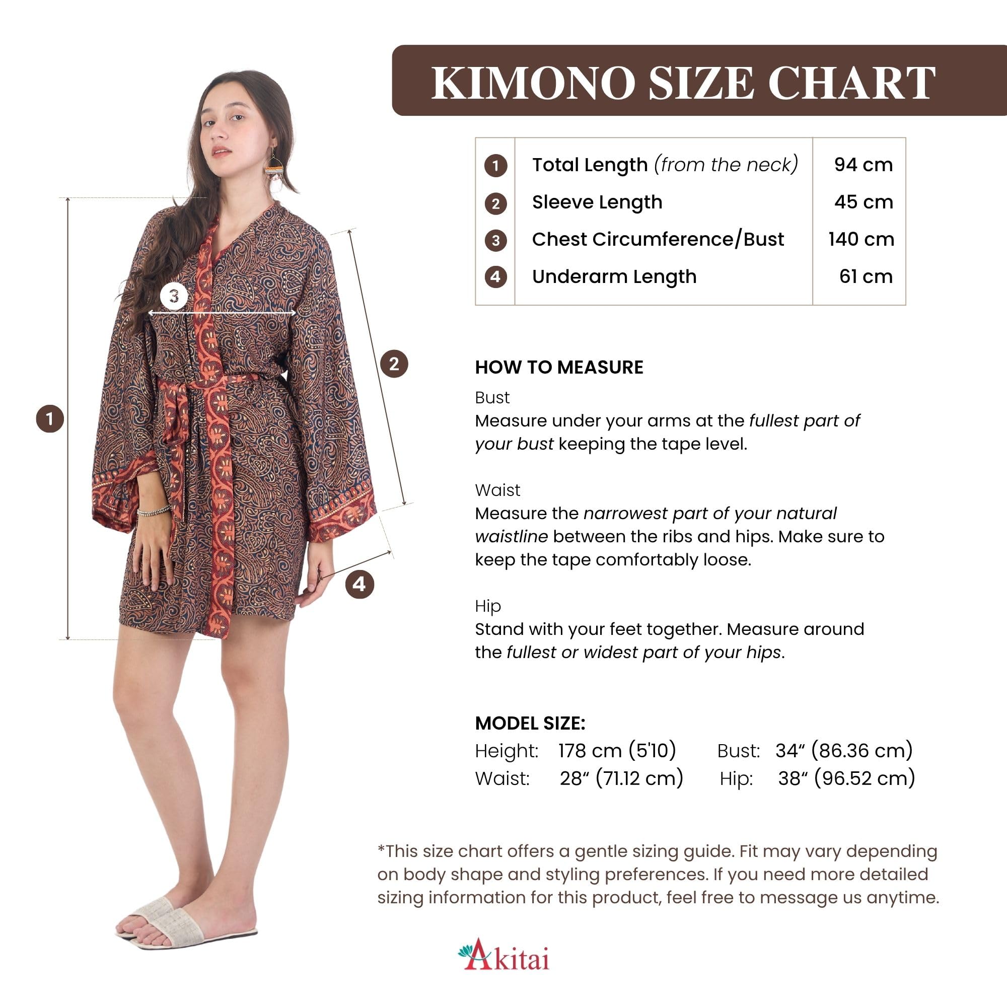 Kimono Boho da donna, 100% cotone kasturi, chiusura con gancio e anello, maniche a 3/4, comfort per tutte le stagioni, top kimono da donna per l'estate, versatile per spiaggia, vacanze