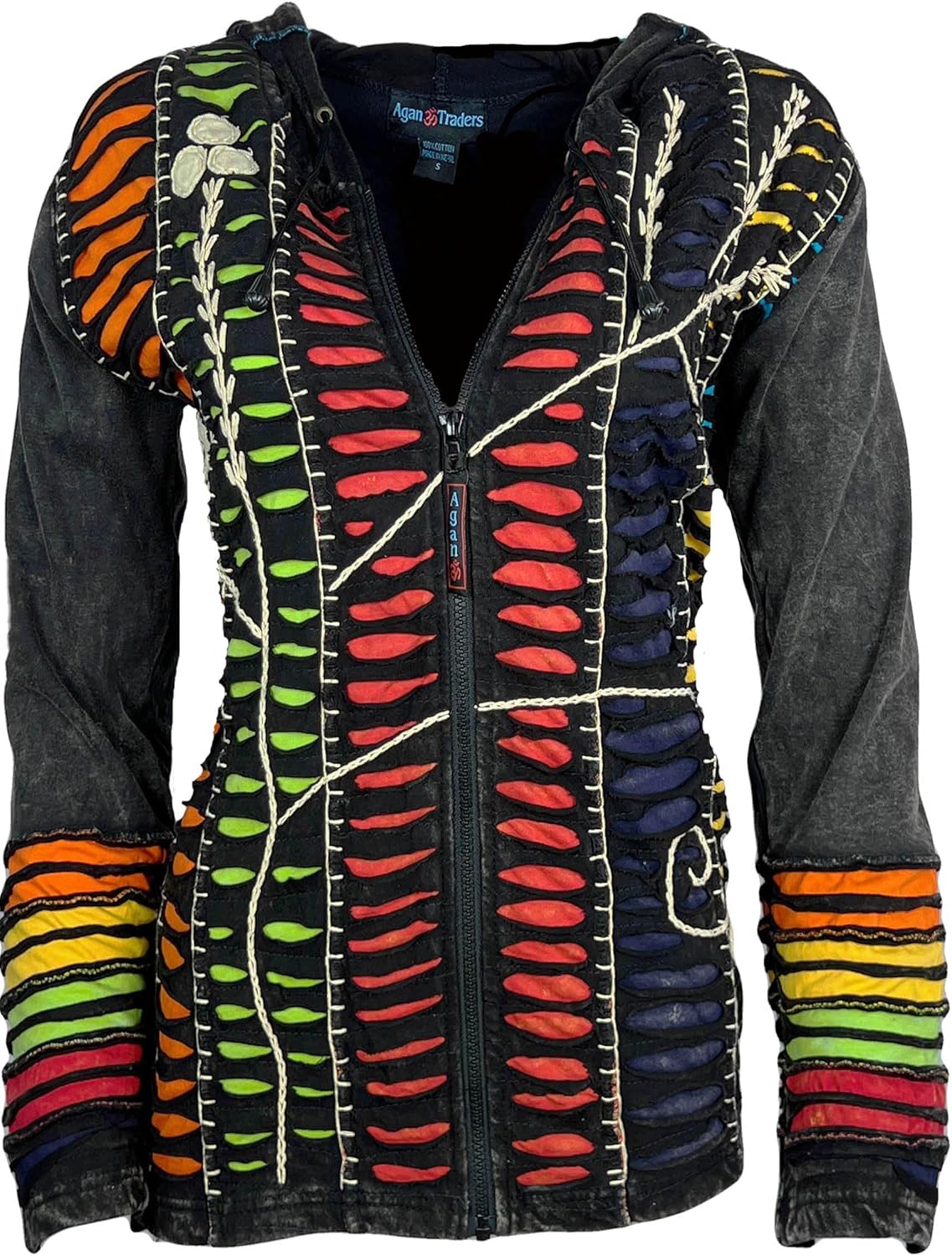 Agan Traders 2026 Hoodies for Women -Boho Tie Dye Patch Gypsy Hippie Rib Stonewashed Embroidered Sweatshirt Jackets for Women - Image 6