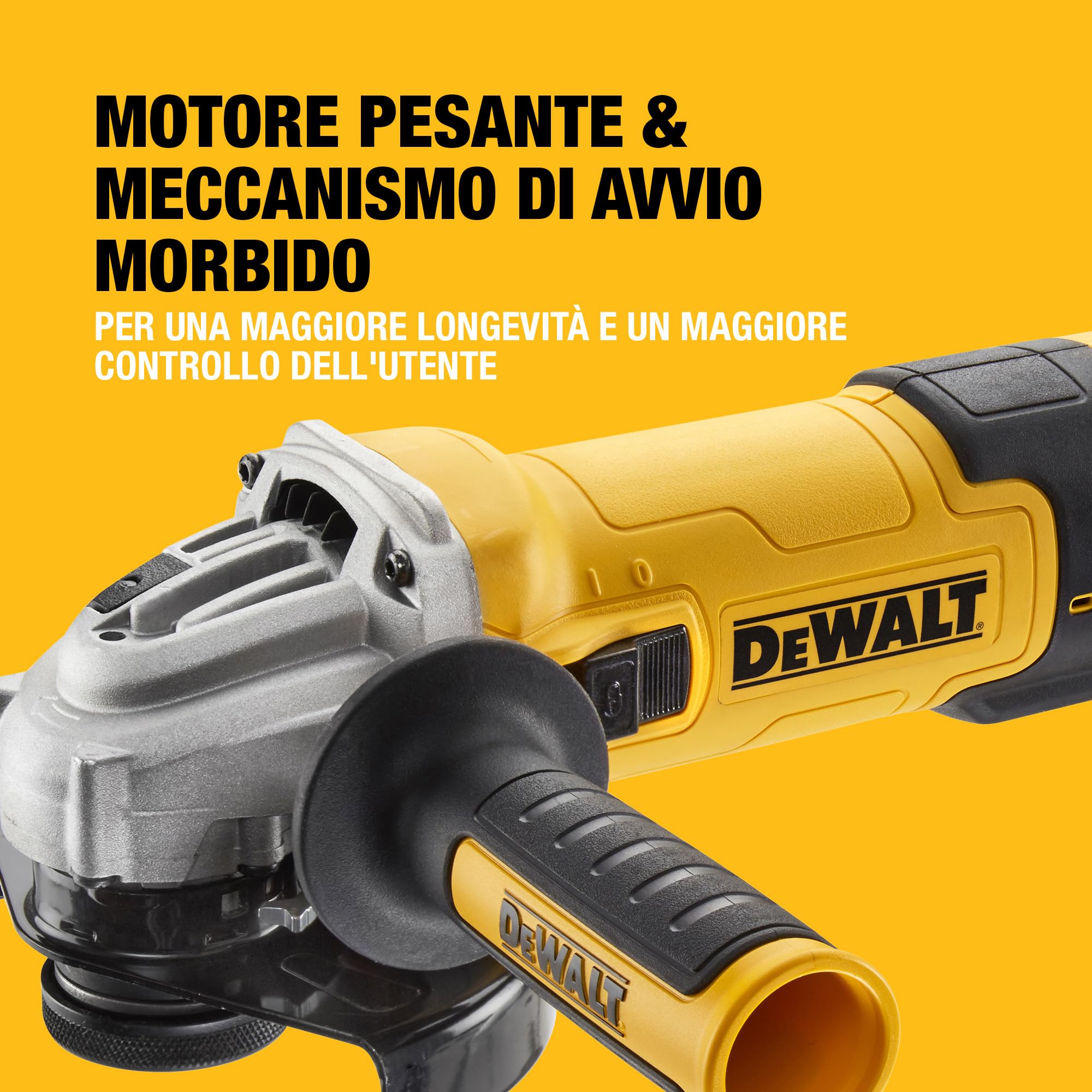 DEWALT 1500W 125mm Smerigliatrice Angolare a Velocità Variabile con Interruttore No-Volt - Kit di Levigatura, DWE4257KT-QS