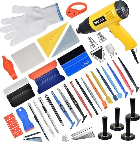 Miniatura 2 de Zanch Kit de herramientas de envoltura de vinilo para automóvil con pistola de calor LCD herramienta de extracción de emblemas con 10 cables de