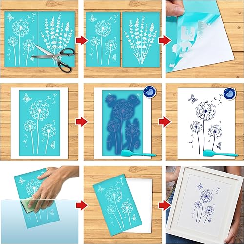 Vista 69 de 2 plantillas a cuadros de búfalo reutilizables, serigrafía autoadhesiva, impresión de 8.5 x 11 pulgadas, para pintar azulejos de pared de madera