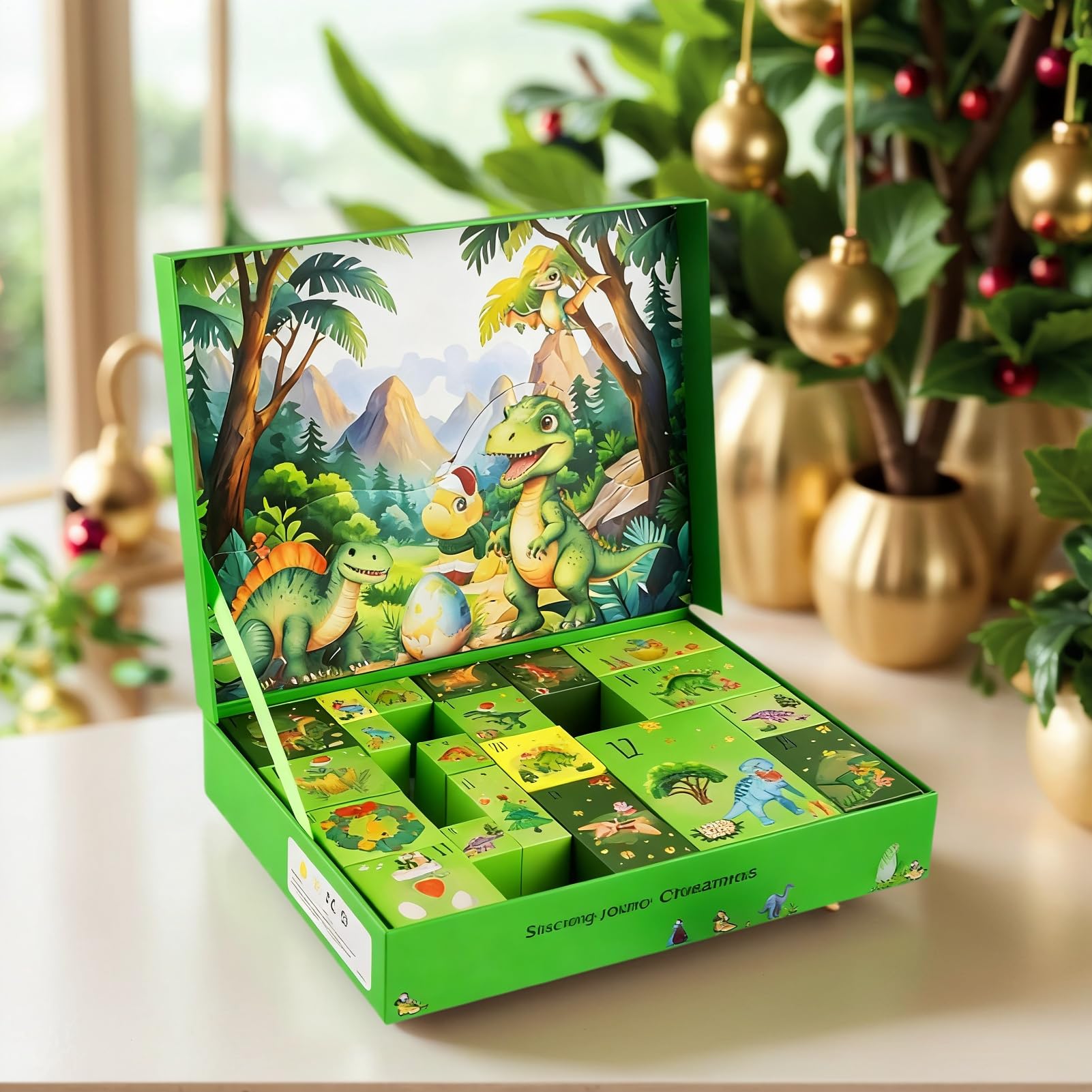 Dinosaurier Weihnachten 2025 Adventskalender 24 Tage Figuren Spielzeug | Kinder Auto Spielzeug Countdown Kalender für Kinder Sammler Wohnzimmer Schlafzimmer Studierzimmer Partygastgeschenk Winterf