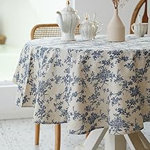 YiHomer Pastoral Round Tablecloth - 60 Inch Dia. Table Cloth - Washable Table Cover with Dust-Proof Wrinkle Resistant for ...