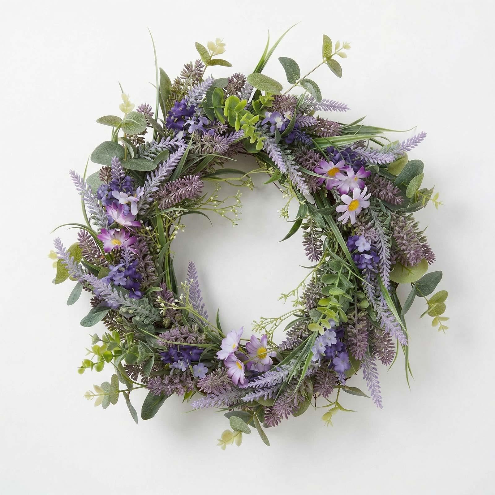 Homescapes Artificial Lavender Wreath, 40Cm, Purple