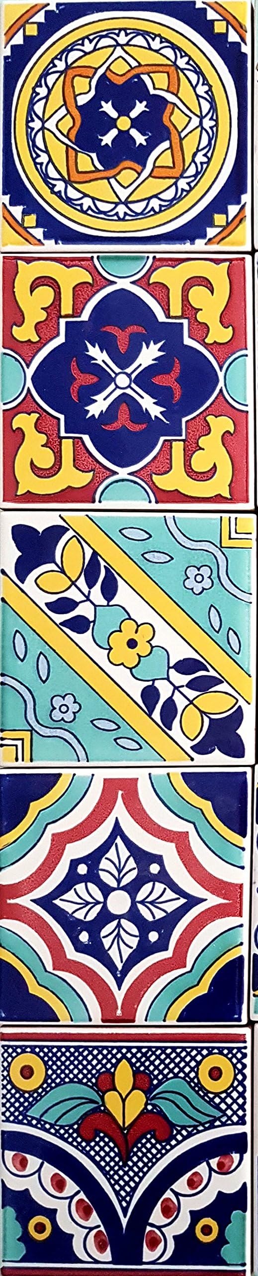 ARCEA Set 5 Piastrelle 10x10 Decorative, Maioliche Amalfi per Rivestimento Interno ed Esterno, Paraschizzi, DIY e Fai Da Te - Modello Amalfi.