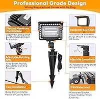 Vista 6 de Gardenreet Luz de Inundación LED de Bajo Voltaje - Luz de Lavado de Pared de Paisaje de 7W, 12V al Aire Libre, IP65 Impermeable, Ángulo Ajustable