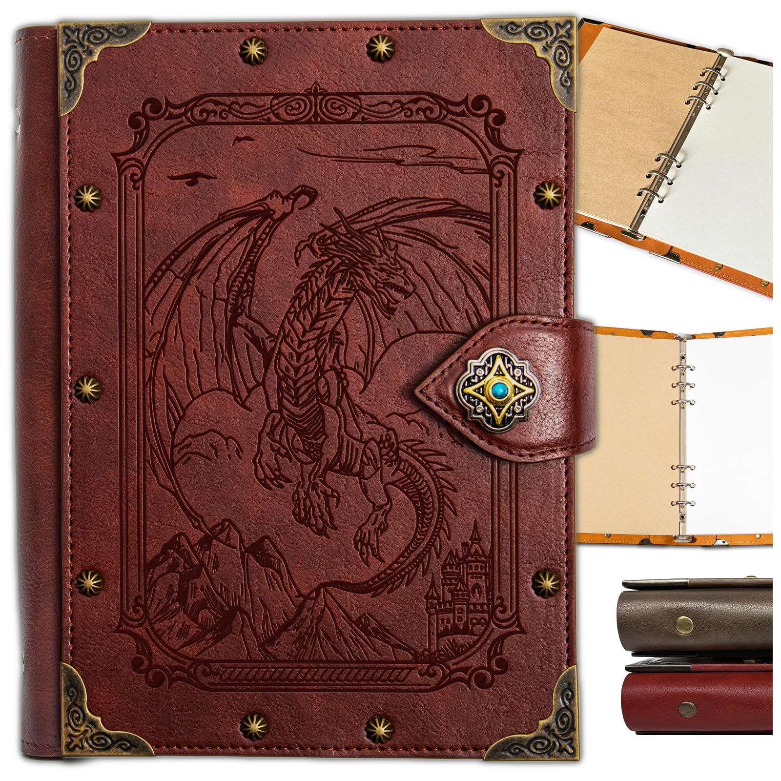 DUROTAN Carnet de notes DND Dragon - Classeur A5 unique - 400 pages - Pour donjons et dragons - Cadeau - Accessoires D&D - Carnet de croquis - Agenda quotidien