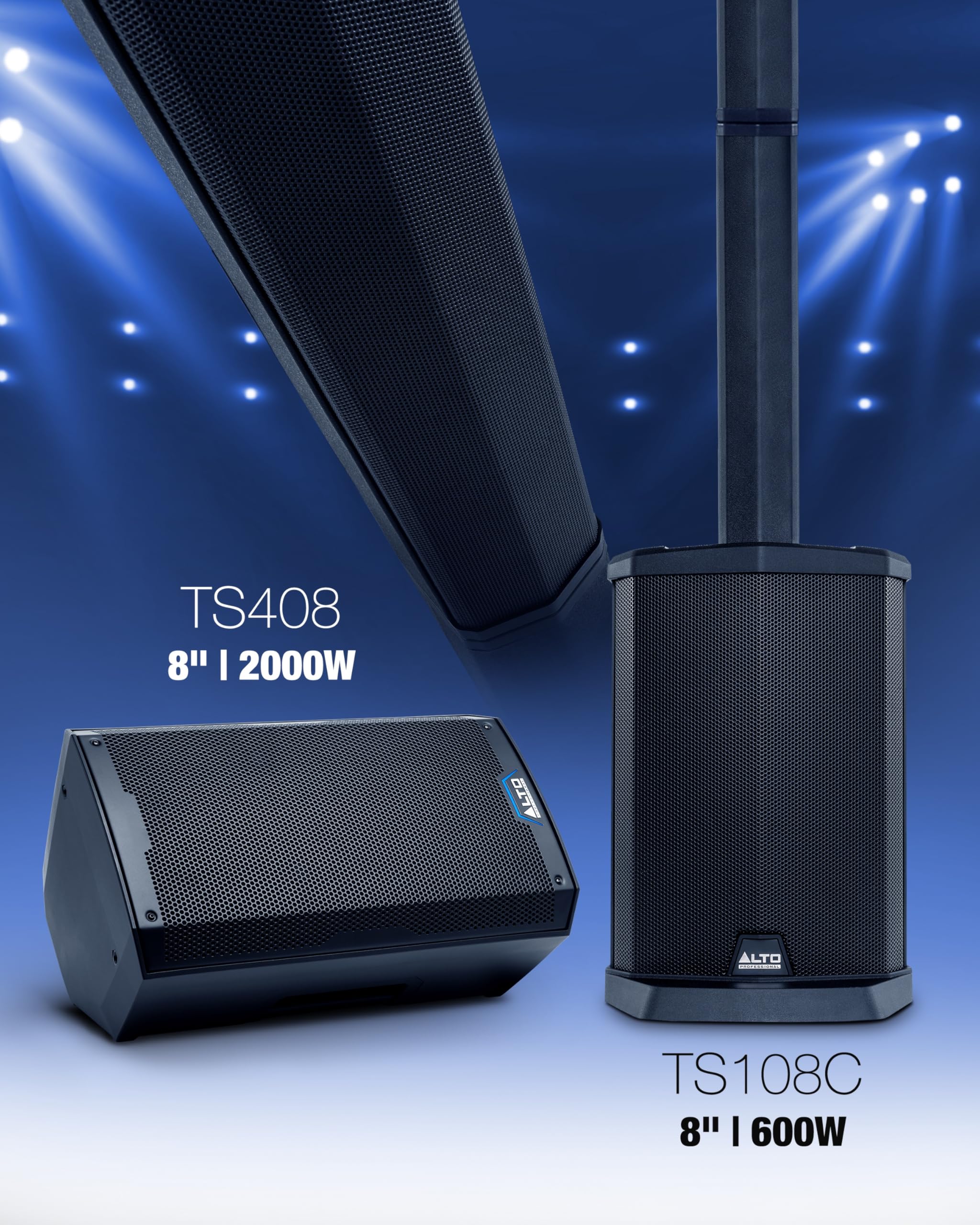 ALTO TS108C Ensemble Portable de Haut-parleurs Actifs 600 Watts avec mixeur numérique 3 canaux, Bluetooth et App de Commande, pour Musiciens Solo, DJ et salles de Spectacle