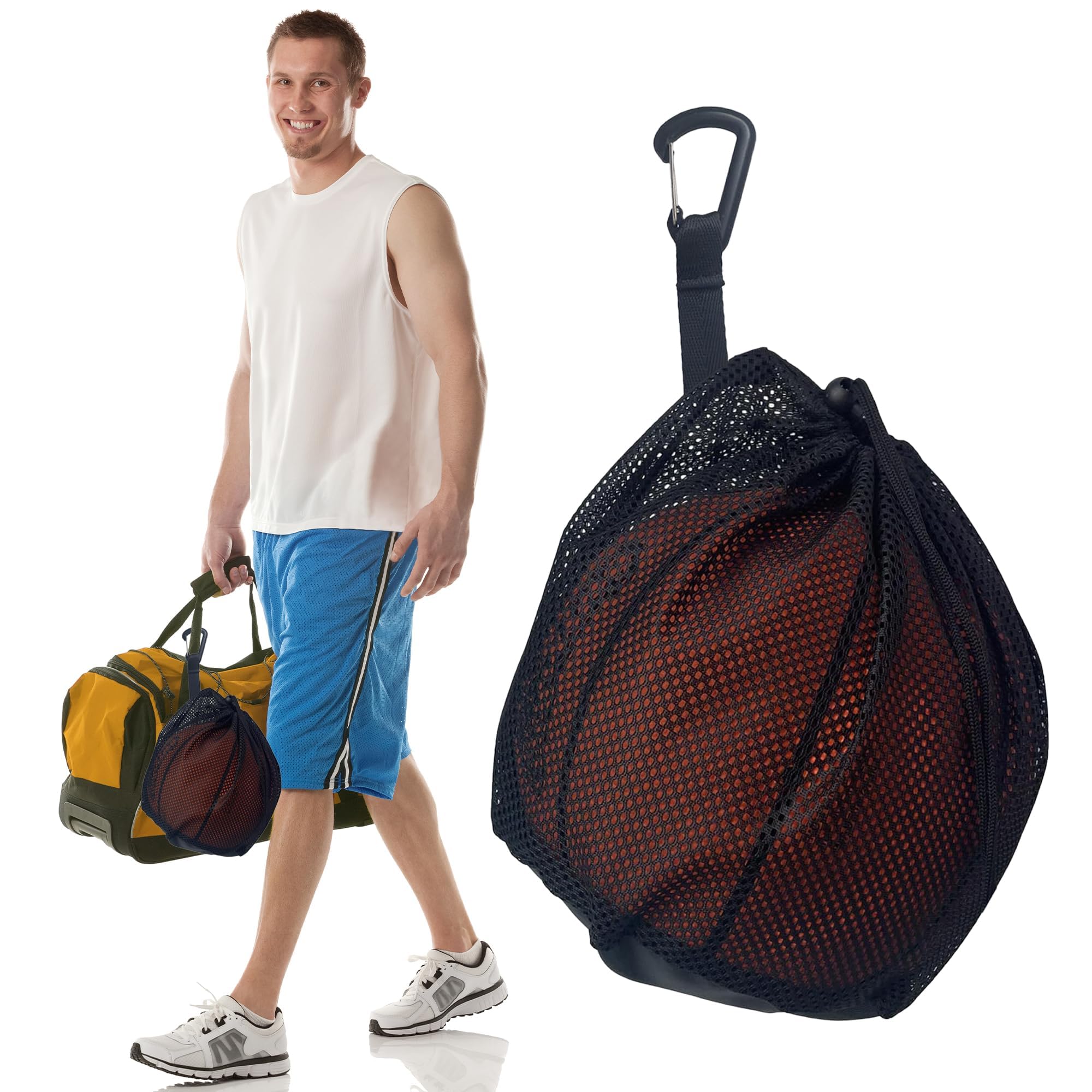 Extra Large Mesh Sports Ball Bag With Shoulder Strap - Waterproof Drawstring Bag For Soccer, Basketball, Volleyball