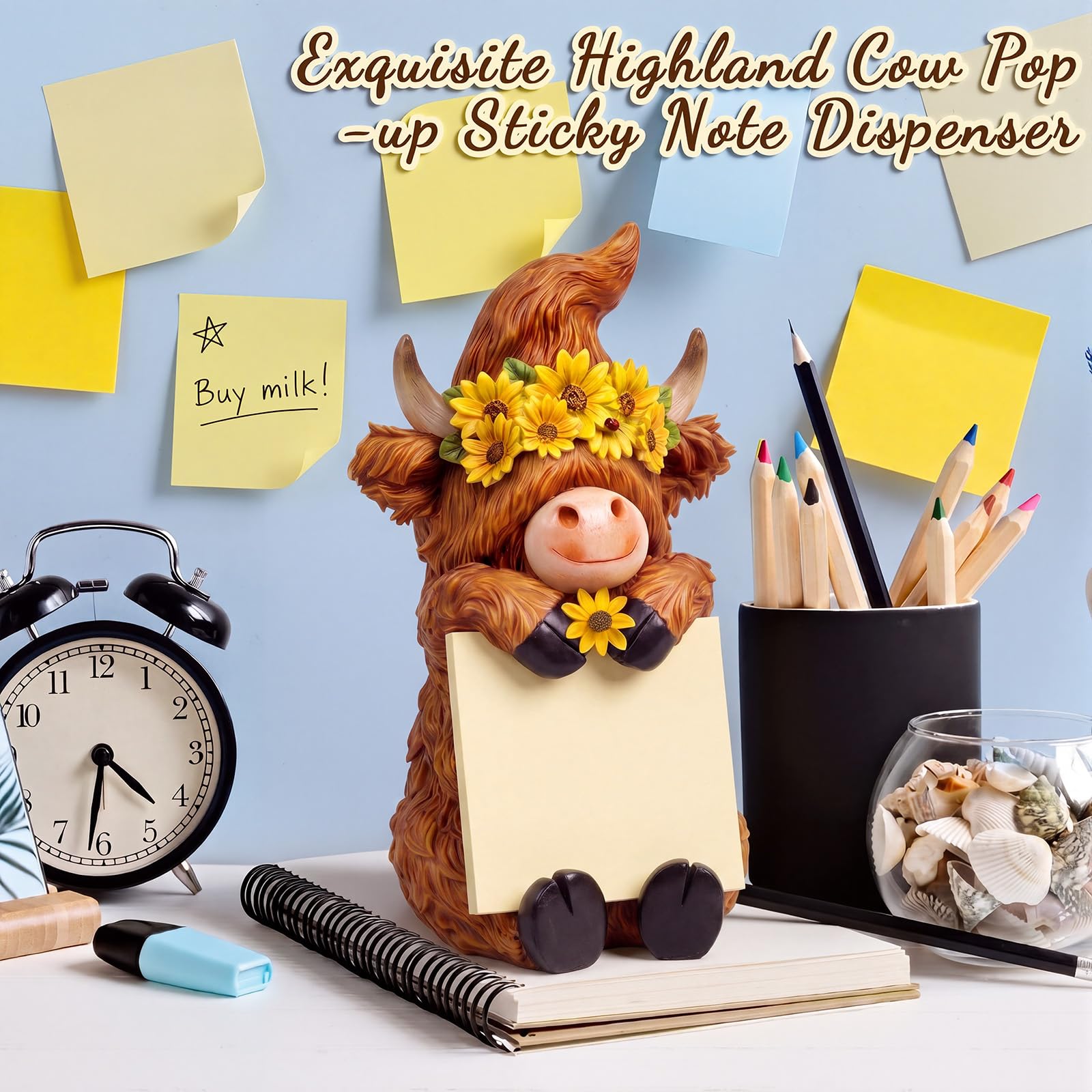 Thenshop Highland Cow - Dispensador de notas adhesivas