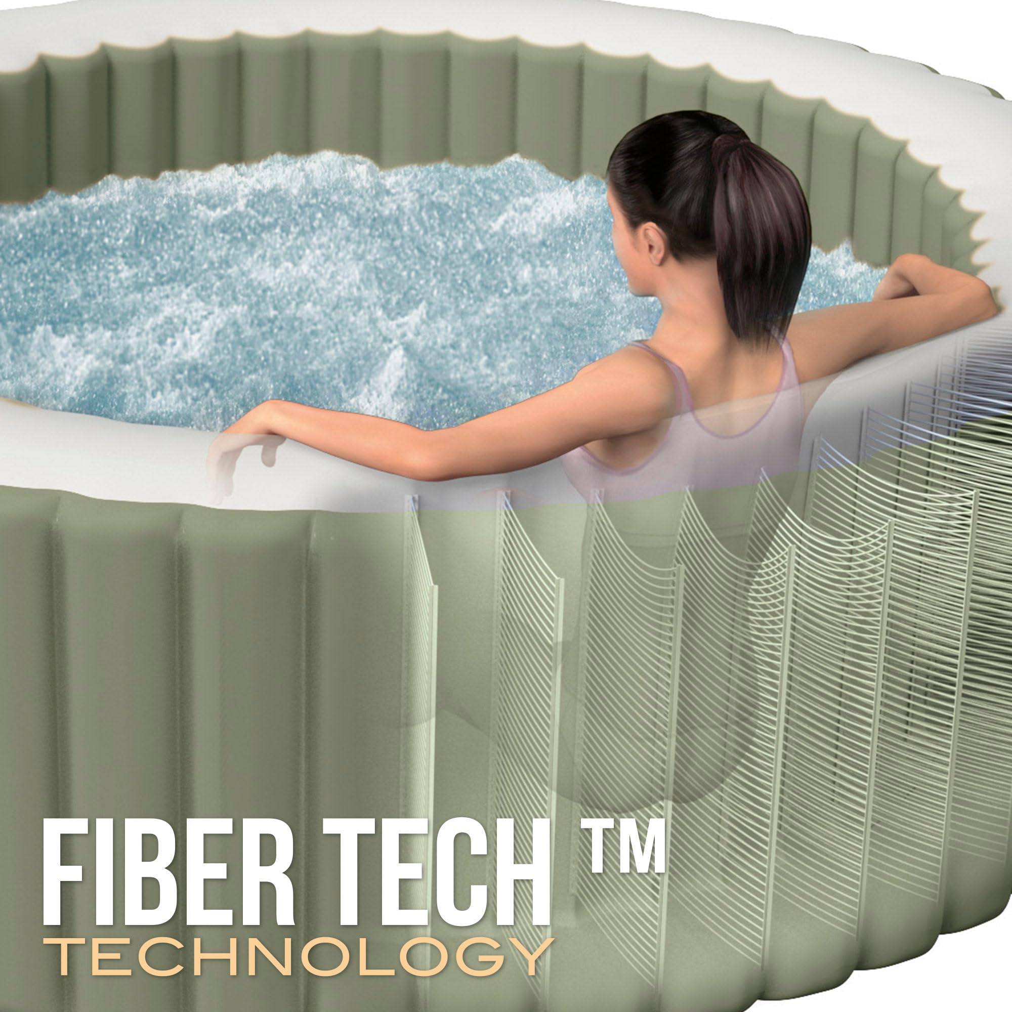 Intex Spa hinchable circular Verde Oliva 4 personas, Ø196x71, Calentador 2.200W, 120 salidas aire, Caja control, Depuradora filtro S2, Clorador salino, Accesorios incluidos (55098)