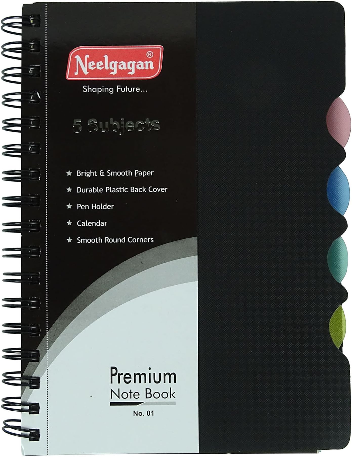 Neelgagan Printed Plastic Soft Cover Spiral Bouned Journal Writing Notebook Ruled Line School Colleges Writing Notepad - with Separator Sheet - 300 Pages Office Product