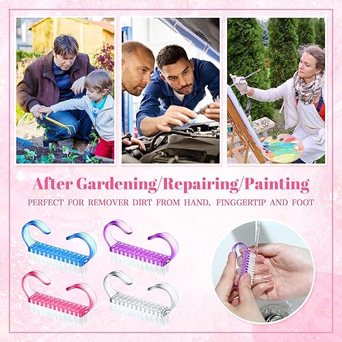 Miniatura 4 de Tanlade 300 piezas de cepillo de uñas con mango de plástico, cepillo de uñas pequeño, cepillo de limpieza de uñas, limpiador de cepillos de uñas,