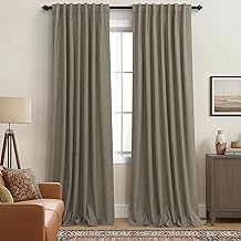 KOUFALL Insulated Curtains for Winter, Floor to Ceiling Curtain, Heavy Thermal Linen Blackout Drapes for Living Room Bedroom, Wide 52 x 96 Inch Long, Taupe Light Brown