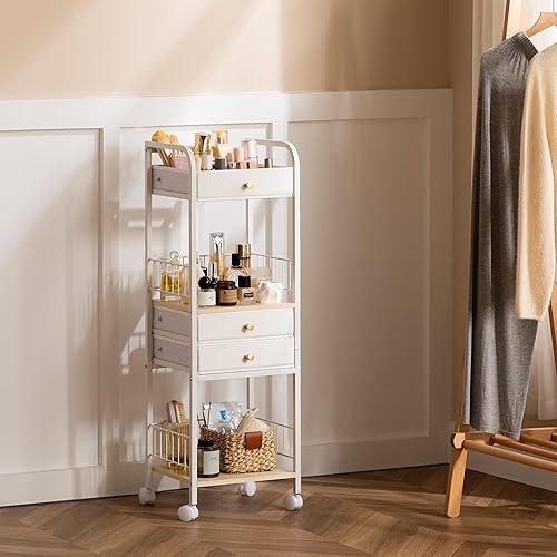 Miniatura 7 de HBlife Organizador de maquillaje giratorio de gran capacidad de 360 grados, carrusel ajustable, organizador de perfume giratorio para el cuidado de