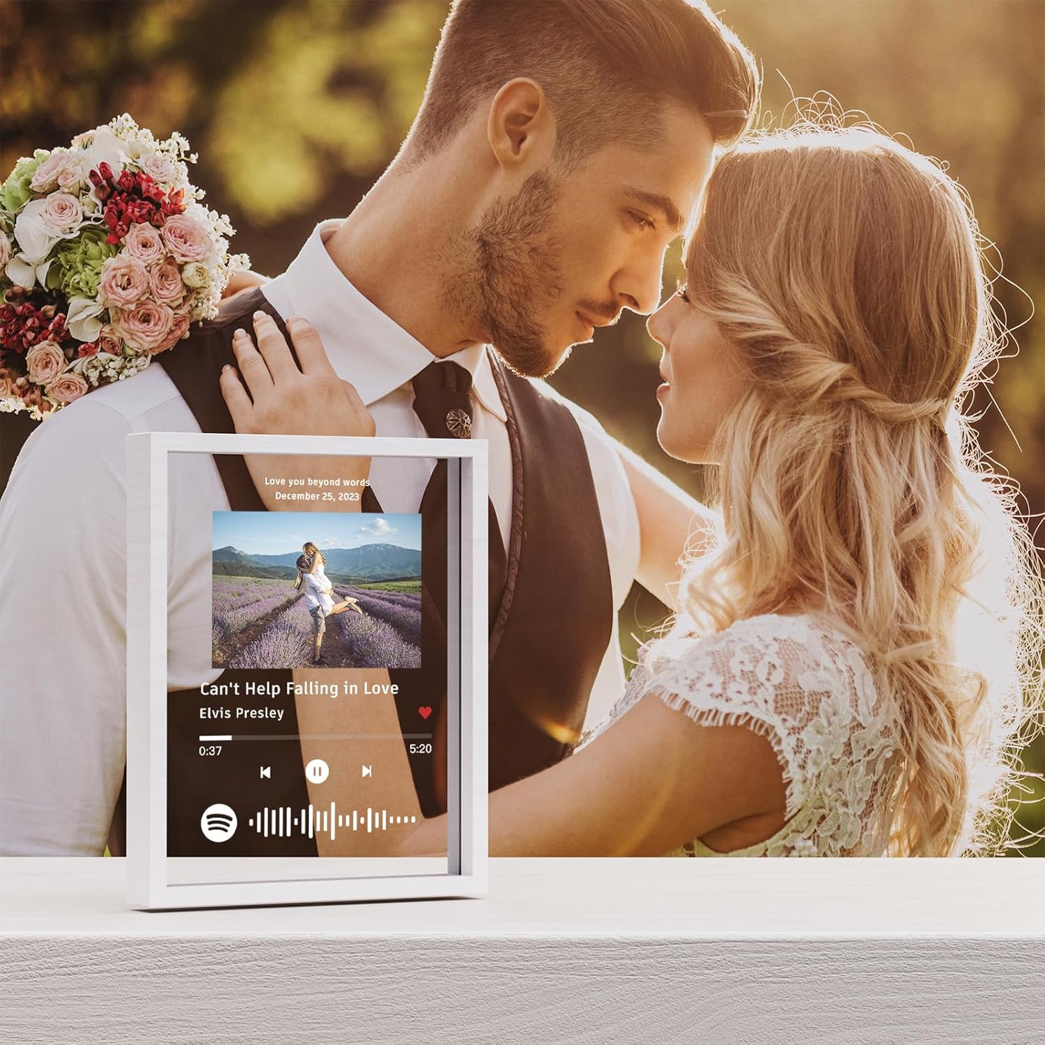 witfox Custom Spotify Plaque Gifts for Women/Men - Spotify Song Plaque Album with White Frame Personalized Picture Gifts Christmas, Valentine's Day, Birthday, Anniversary, Wedding