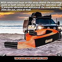 Vista 6 de Correa de remolque Cuerda de remolque de 3 pulgadas x 20 pies Correa de recuperación (naranja) Probada 35,000 libras resistencia a la rotura