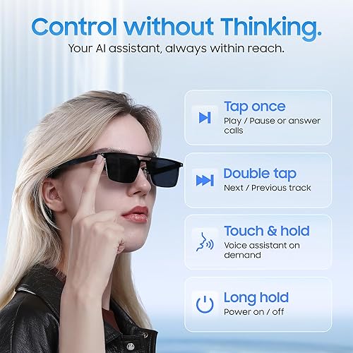 Miniatura 3 de LIMU Gafas inteligentes Gen 5, gafas AI con intérprete de IA en tiempo real – Gafas Bluetooth de oreja abierta con altavoces, construcción de