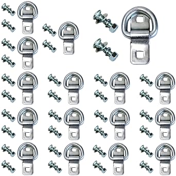 Pack of 16 3/8 Bolt On Surface D Ring Tie Down Mount B/S 5,000lbs with 32PCS 3/8" x 2-1/2 inch Carriage Bolt Included
