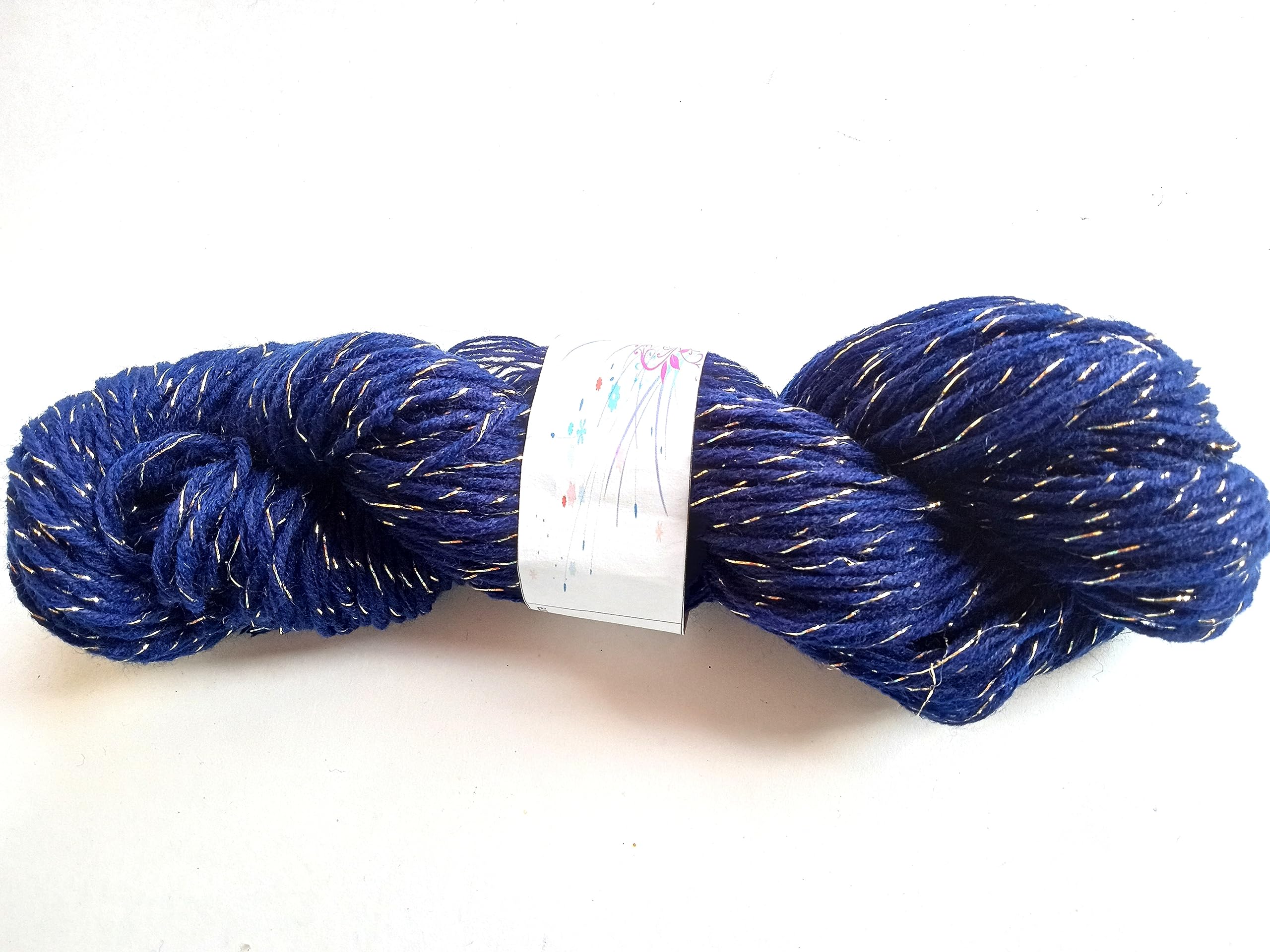 Starry Night Dark Navy Blue with Gold Sparkle Flash Sport Knitting Crochet Yarn