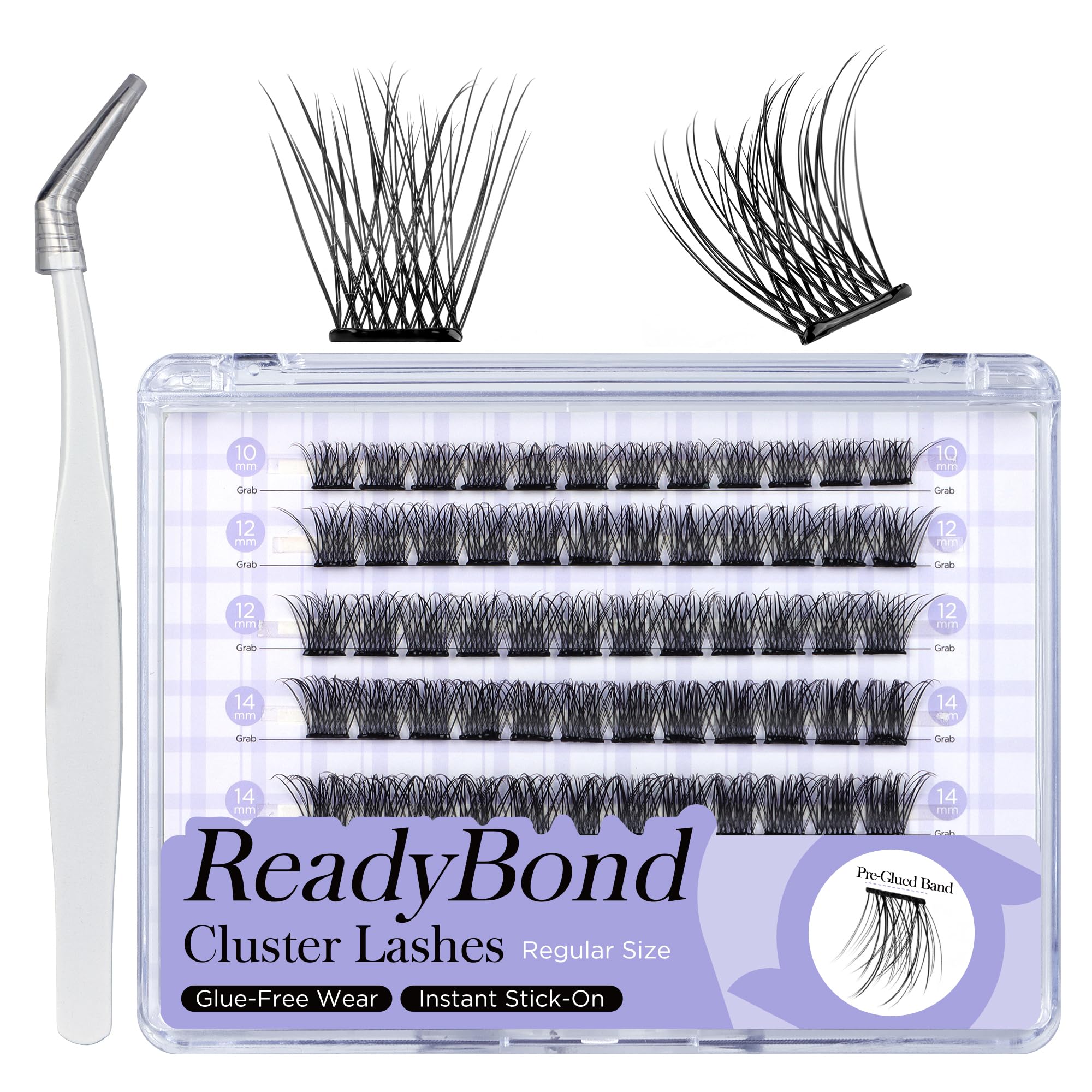 WINKGIGGLE Self Adhesive lash Clusters Kit, Pre Glued Lashes With Tweezer Press On Lashes No Glue No Remover Needed for Beginners