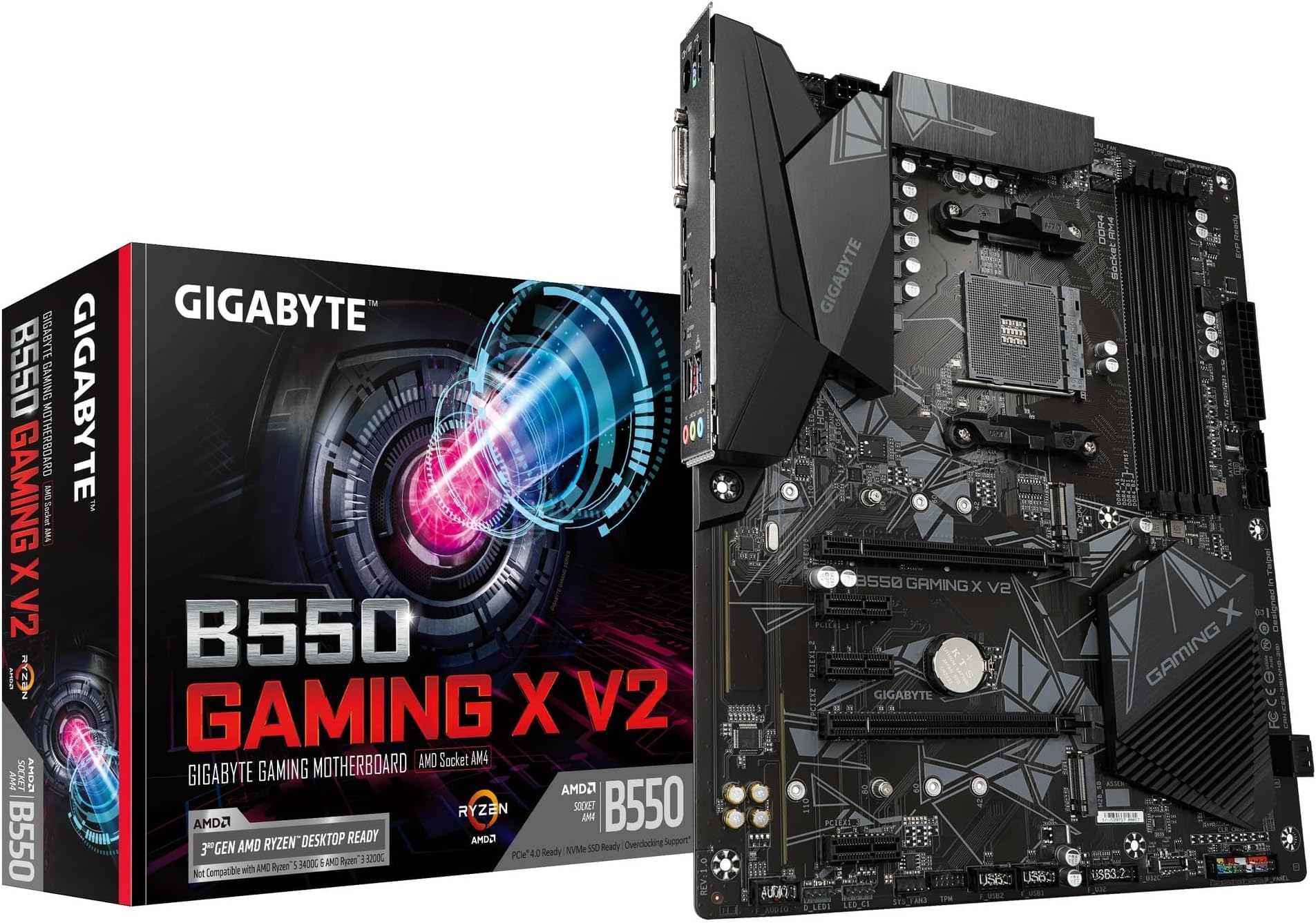 GIGABYTE B550 Gaming X V2 AMD AM4 ATX Motherboard, Supports Ryzen 5000/4000/3000 Series Processors, DDR4, 10+3 Power Phase, 2X M.2, PCIe 4.0, Front USB-C, GbE LAN, Q-Flash Plus,RGB Fusion (Pack of 8)