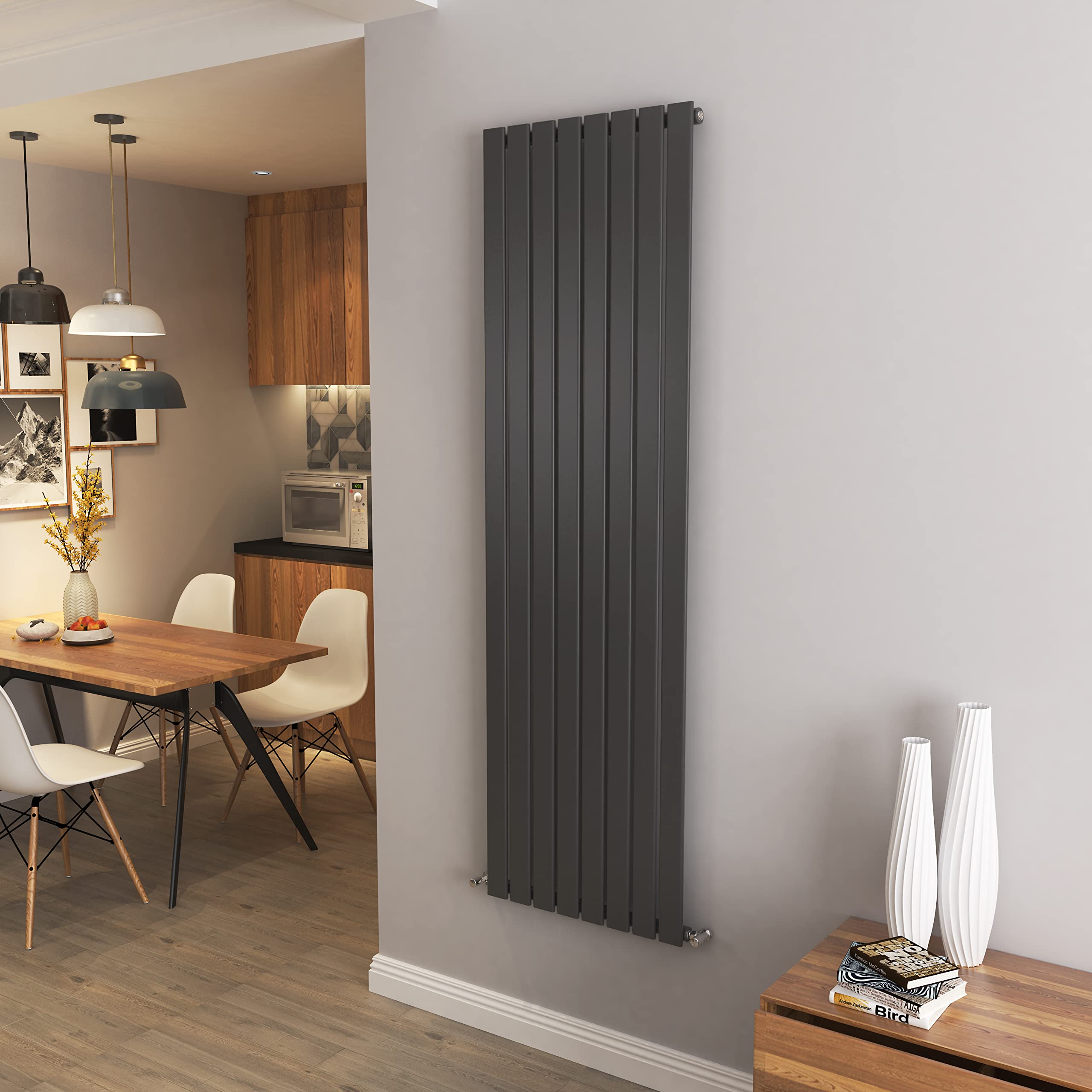 Anthracite Vertical Radiator Single Column Flat Panel Central Heating Radiators 1800 * 544mm