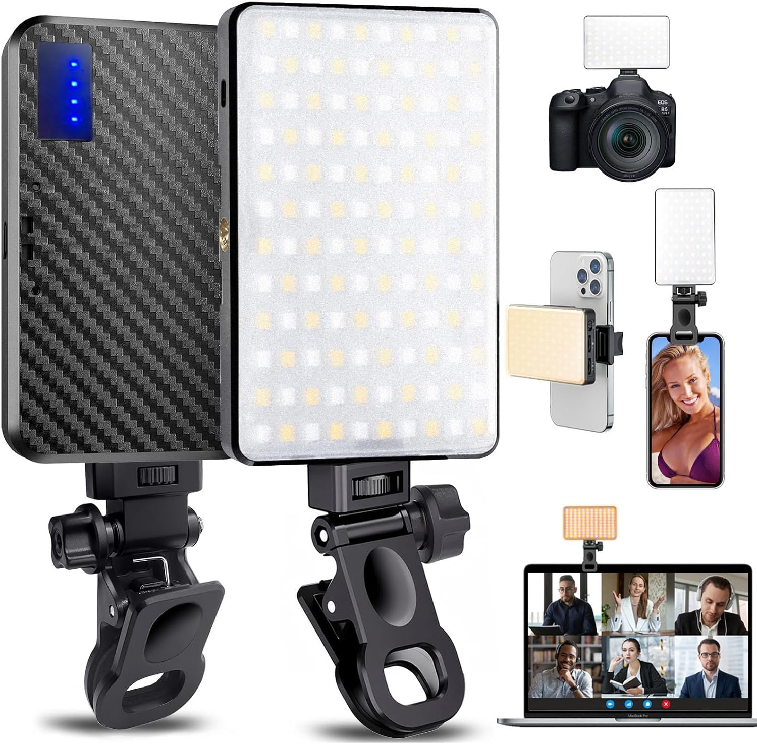 168 LED Selfie Light for iPhone,Phone Light Clip,iPhone Light,Alix Earle Light,Phone Light for Video Recording,3000mAh Portable Video Light for Phone, Camera, Laptop, iPad(Dark Grey)