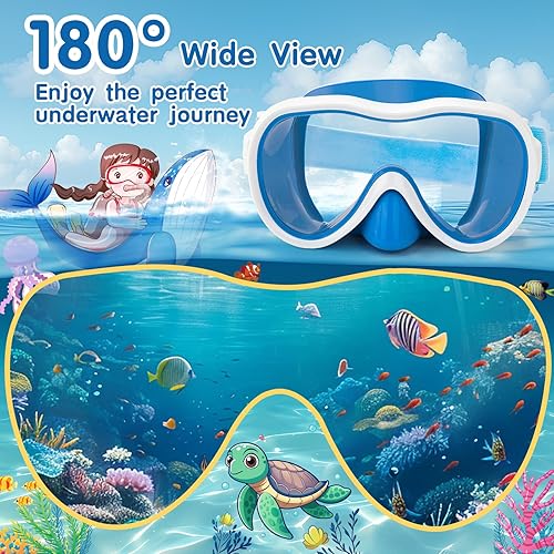 Miniatura 6 de Gafas de natación para niños, máscara de buceo, máscara de buceo, gafas de natación con cubierta de nariz y correas elásticas anchas con bolsa de