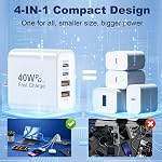 USB C Charger Block, 40W 4-Port Type C Charger Fast Charging Block, PD 3.0 & QC 4.0 Double Quick Charge, Multiport Charger Brick for iPhone 17/16/15/14/13/12 Pro Max,iPad,Samsung Galaxy,Pixel,2 Pack