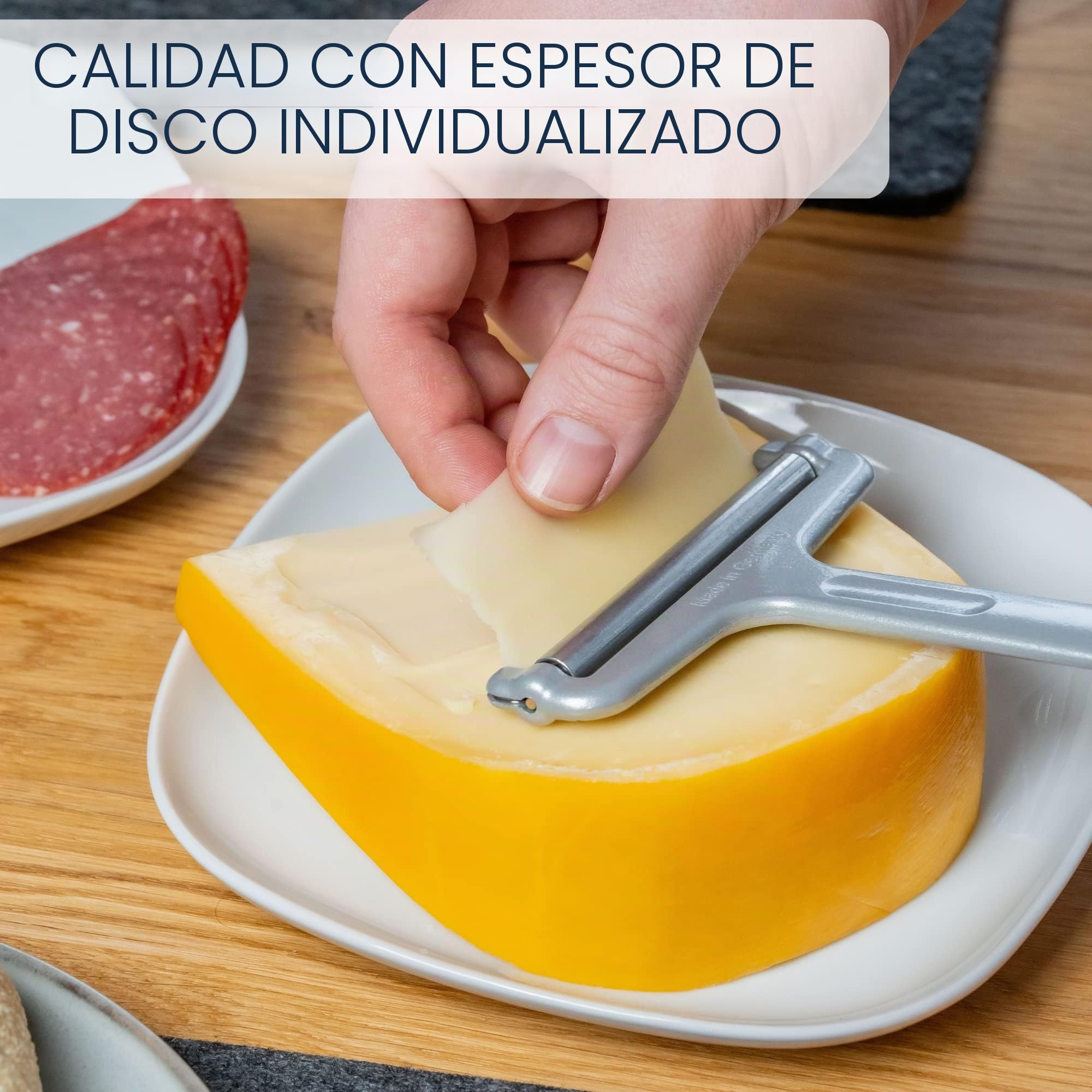 Westmark Cortador de queso con rodillo y alambre de corte, Acero inoxidable/aluminio, Espesor variable