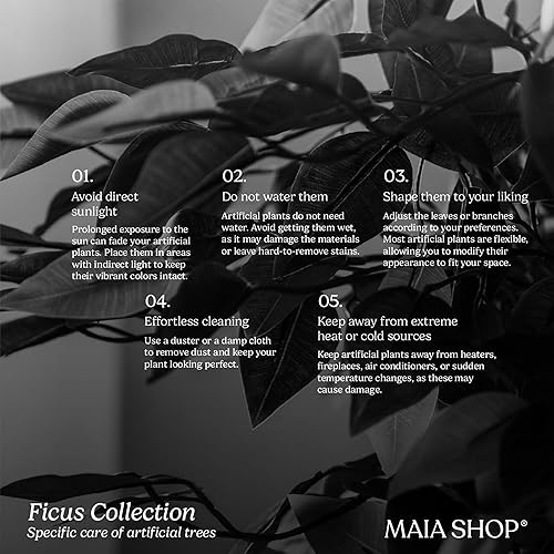Miniatura 7 de Maia Shop Ficus - árbol artificial con troncos naturales, fabricado con los mejores materiales, ideal para la decoración del hogar, planta