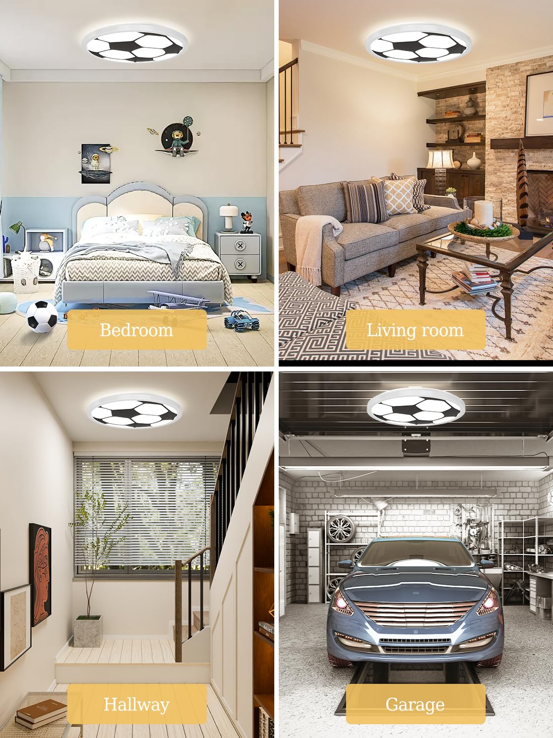 Deckenlampe LED Deckenleuchte Flach 24W 4000K Weiß Fußball 2400LM IP44 Modern Ultra Dünn LED Lampe Decke für Wohnzimmer Schlafzimmer Badezimmer Flur Balkon Mädchen Junge Kinderzimmer, Ø30cm, Rund