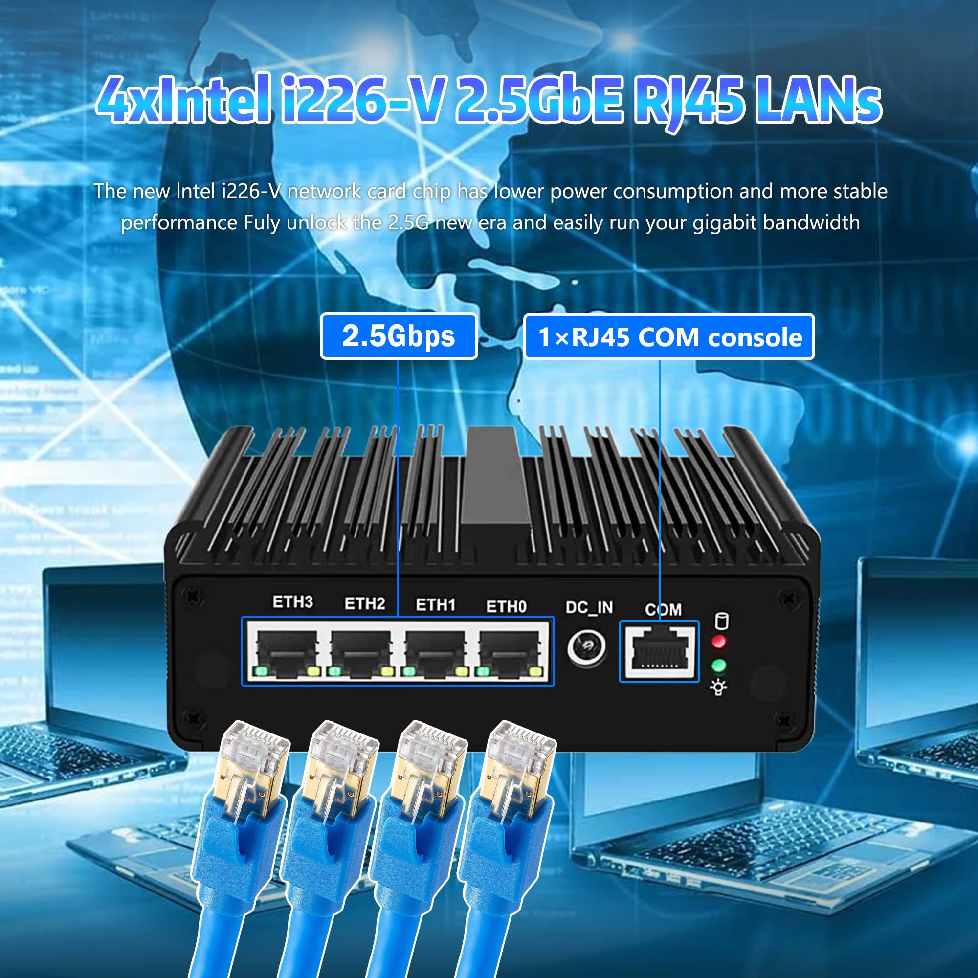 Mikro-Firewall-Appliance J6412 Quad-Core, 4 x 2,5-GbE-i226-V-LAN, lüfterloser Mini-PC (Barebone), Netzwerk-Gateway-Softrouter, unterstützt AES NI, P-F-Sense und OPNsense