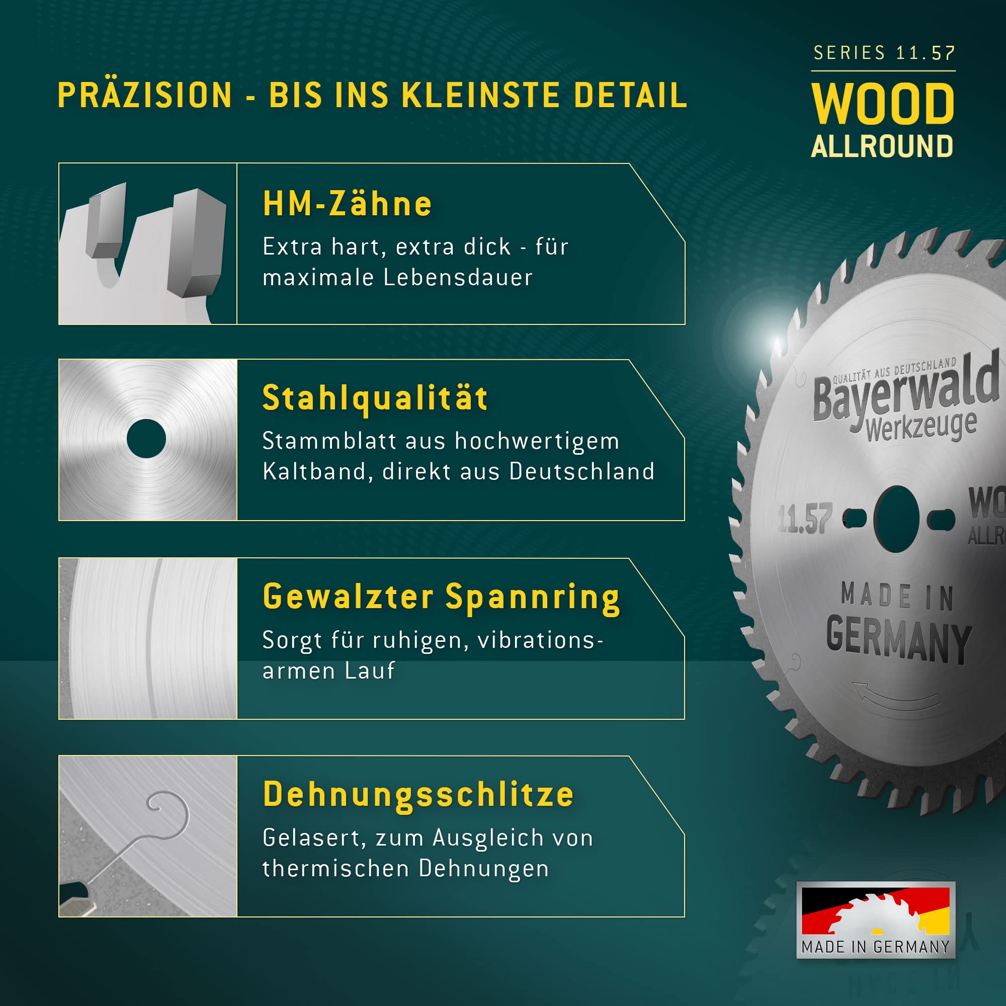 Bayerwald - HM brzeszczot do piły tarczowej - Ø 160 mm x 2,2 mm x 20 mm | ząb zmienny (28 zębów) | Otwory dodatkowe: TS 55 + TSC 55 + ATF 55 + AP 55 | mała szerokość cięcia, idealna do piły tarczowej akumulatorowej