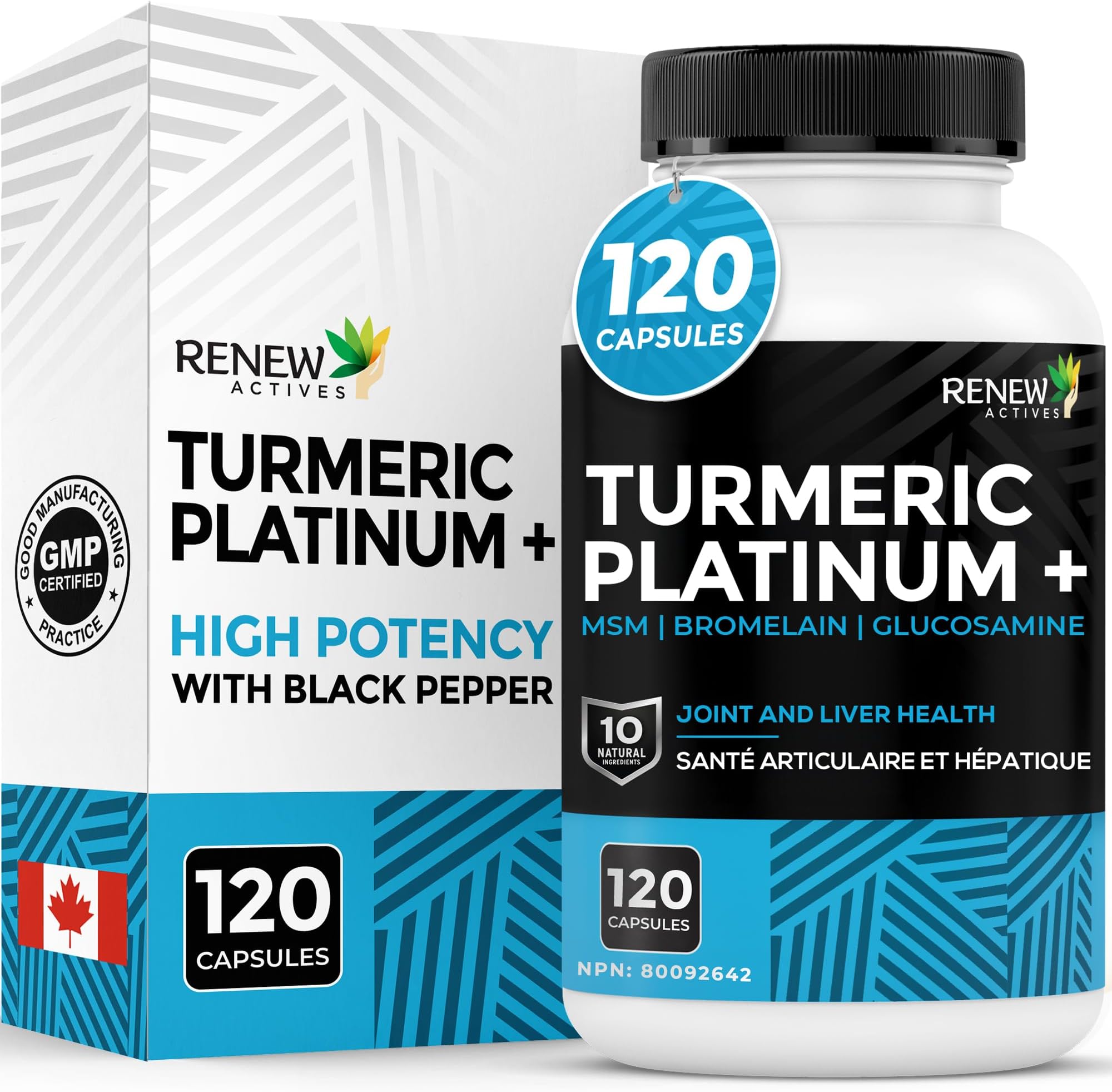 - Turmeric Platinum 1350MG per 3 Capsules with Black Pepper & Ginger โ Antioxidant, Liver & Digestive Support โ Reduces Inflammation & Boosts Immunity โ Made in Canada โ 120 Capsules