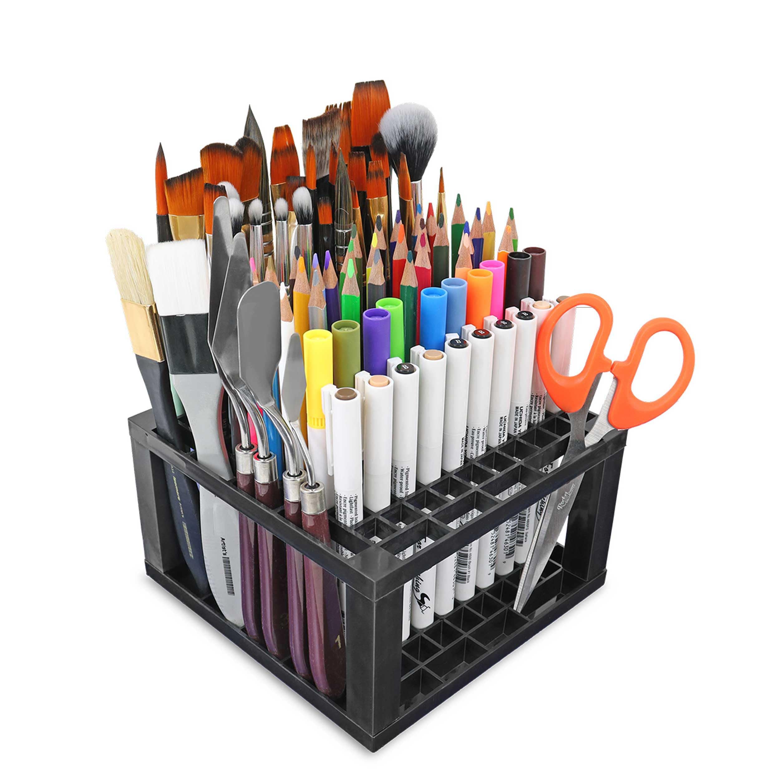 Liquidraw 107 Hole Brush and Pencil Holder Plastic Organiser (Black)