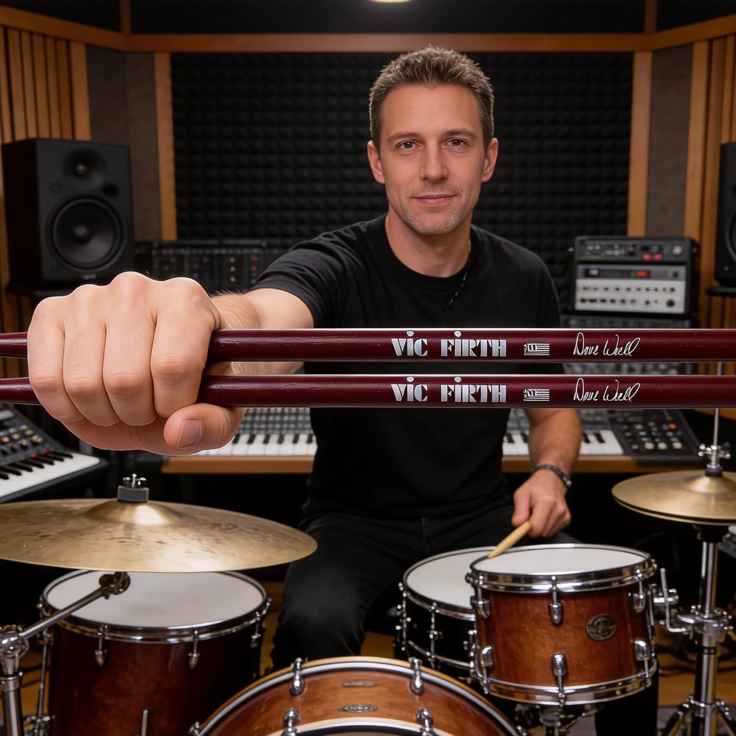 Vic Firth Signature Series Dave Weckl Nylon Tip Drumsticks - 3‑Pack Bundle with Austin Bazaar Polishing Cloth