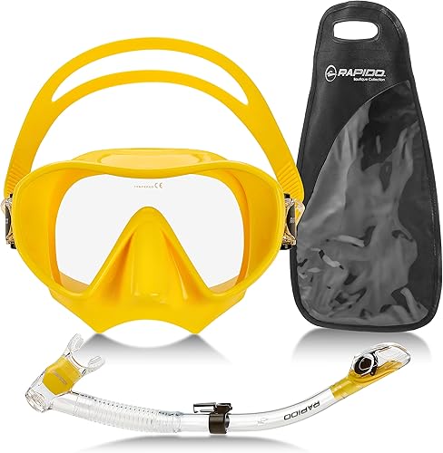 Miniatura 10 de Rapido Boutique Collection Active - Juego de máscara de esnórquel sin marco, kit combinado de máscara de esnórquel con bolsa de transporte para