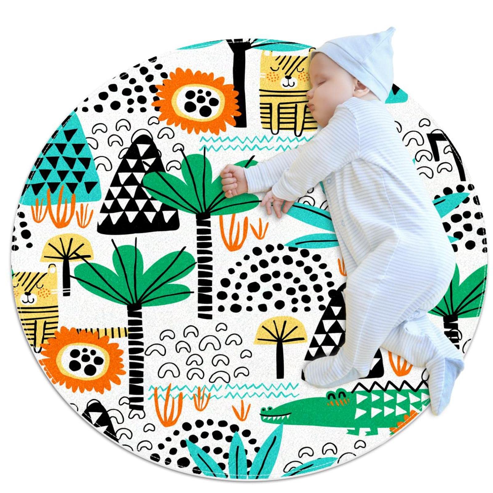Tapis de jeu pour enfants Crocodile d'arbre de griffonnage rond 80x80cm filles garçons