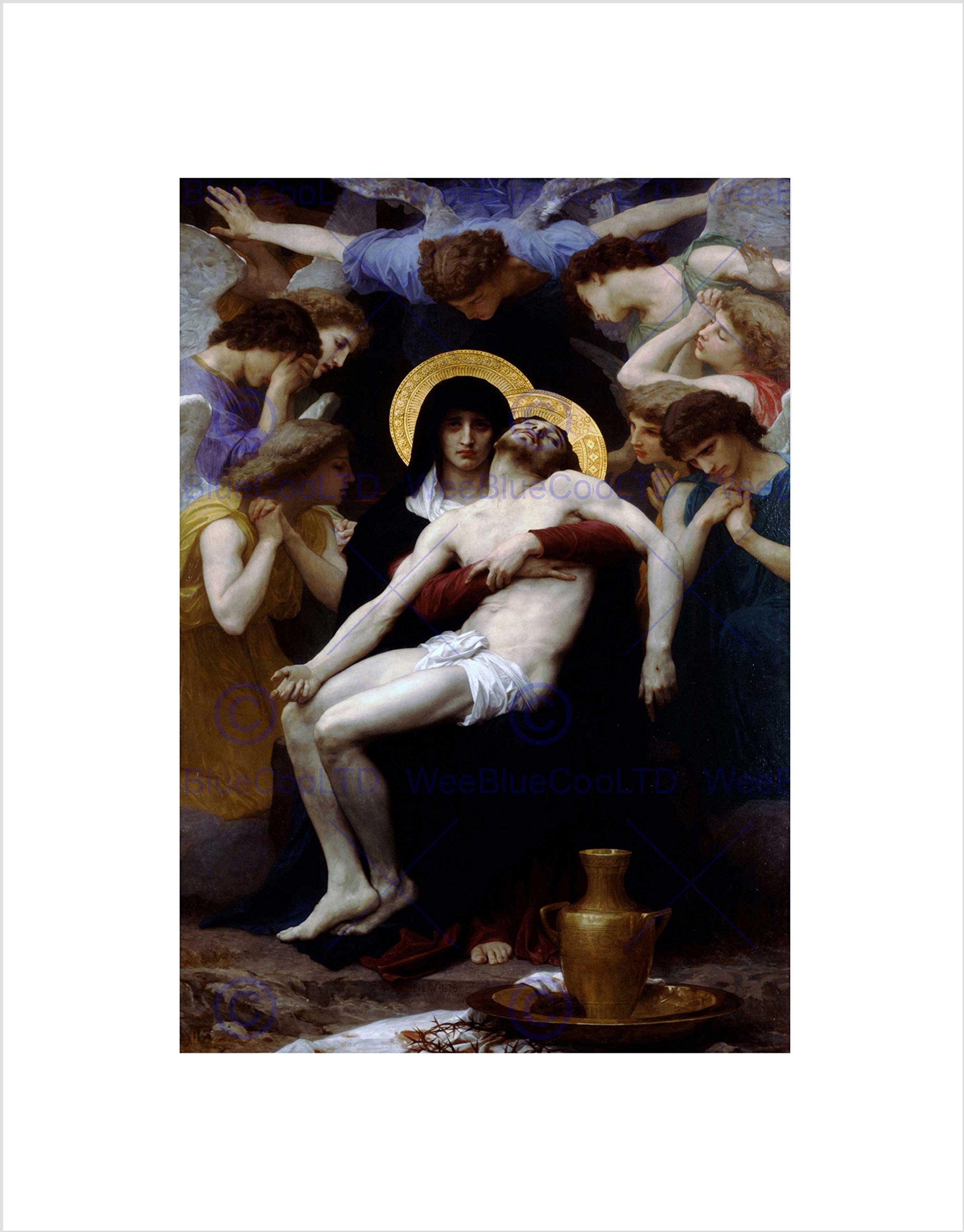 Wee Blue Coo WILLIAM ADOLPHE BOUGUEREAU PIETA OLD MASTER BLACK FRAMED ART PRINT B12X2304