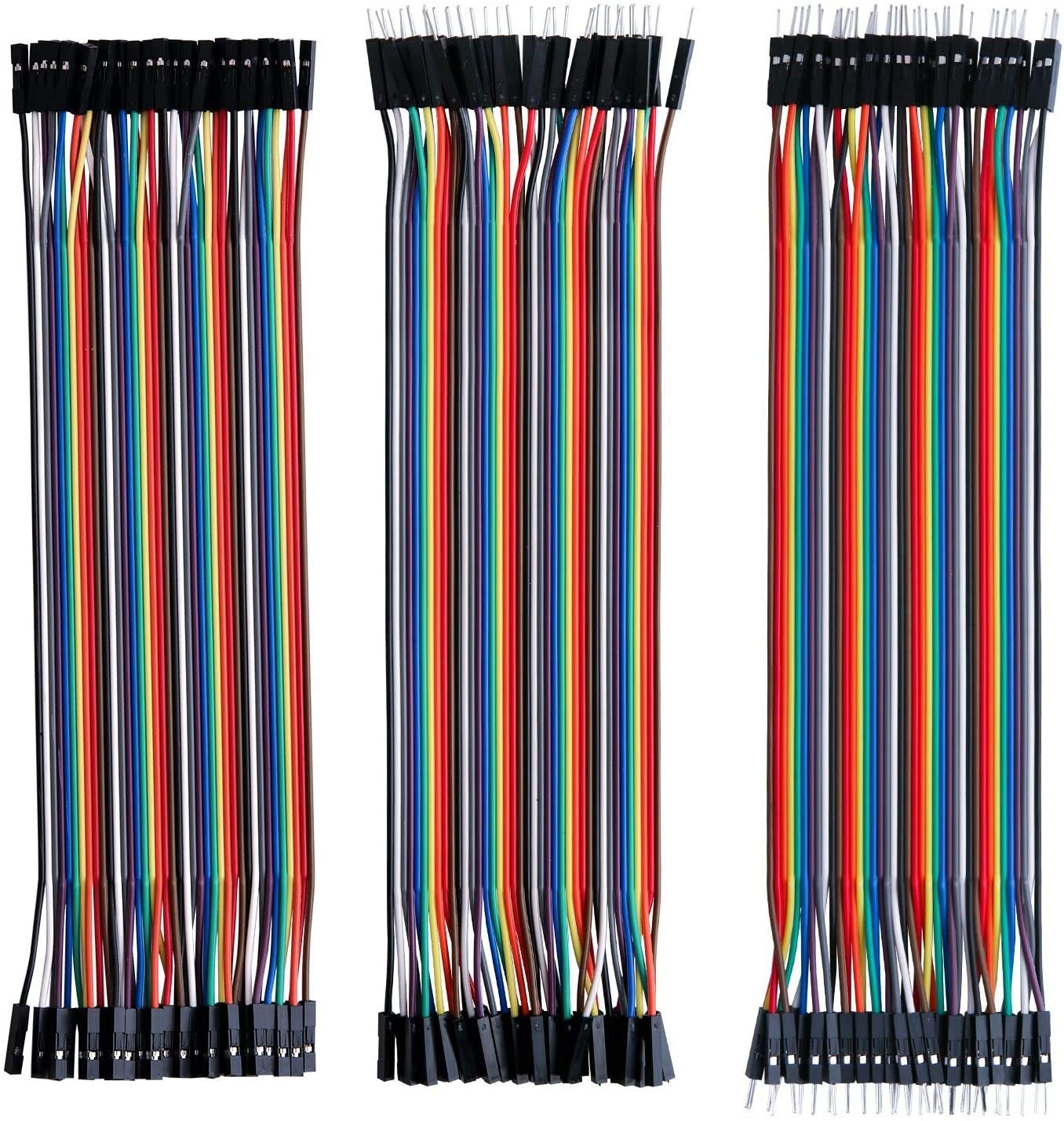 40-pin Dupont Jumper Cable Set - Includes M-M, F-F, and M-F (8-inch Length), Ideal for Connections Between Microcontrollers and Solderless Breadboards, Peripherals, or Breakout Boards