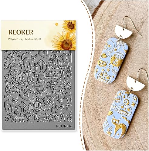 Keoker Hojas de textura para arcilla polimérica, alfombrilla de textura de arcilla para hacer aretes de joyería, herramientas de aretes de arcilla